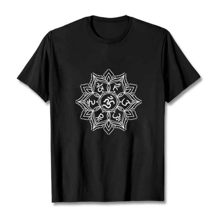 Buddha Stones Mandala Flower Om Mani Padme Hum Sanskrit Mantra Tee T-shirt - Black - 2XL - image 7