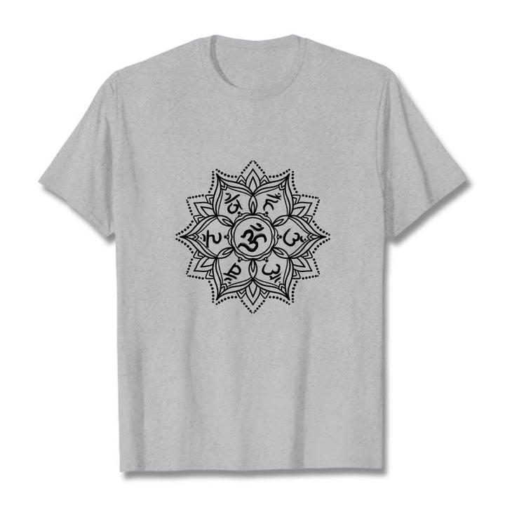 Buddha Stones Mandala Flower Om Mani Padme Hum Sanskrit Mantra Tee T-shirt - LightGrey - 2XL - image 20