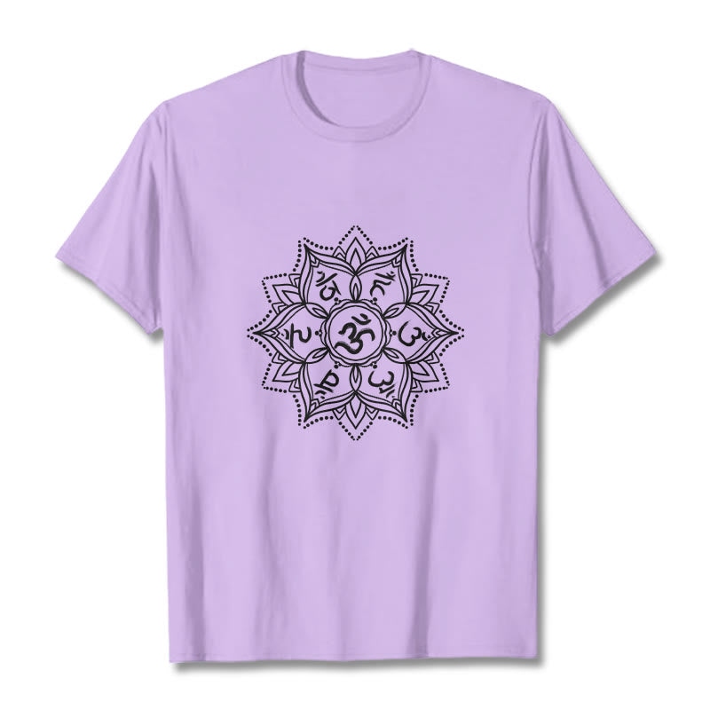 Buddha Stones Mandala Flower Om Mani Padme Hum Sanskrit Mantra Tee T-shirt - Plum - 2XL - image 17