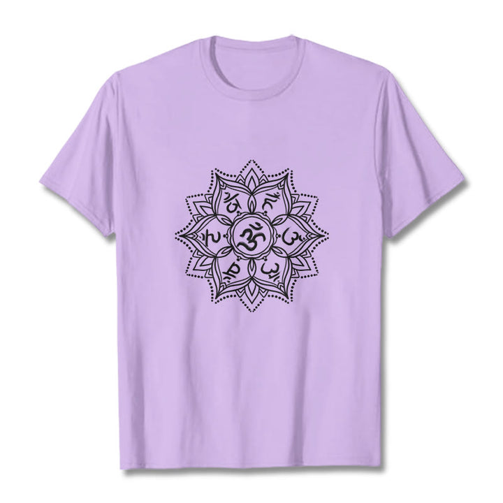 Buddha Stones Mandala Flower Om Mani Padme Hum Sanskrit Mantra Tee T-shirt - Plum - 2XL - image 17