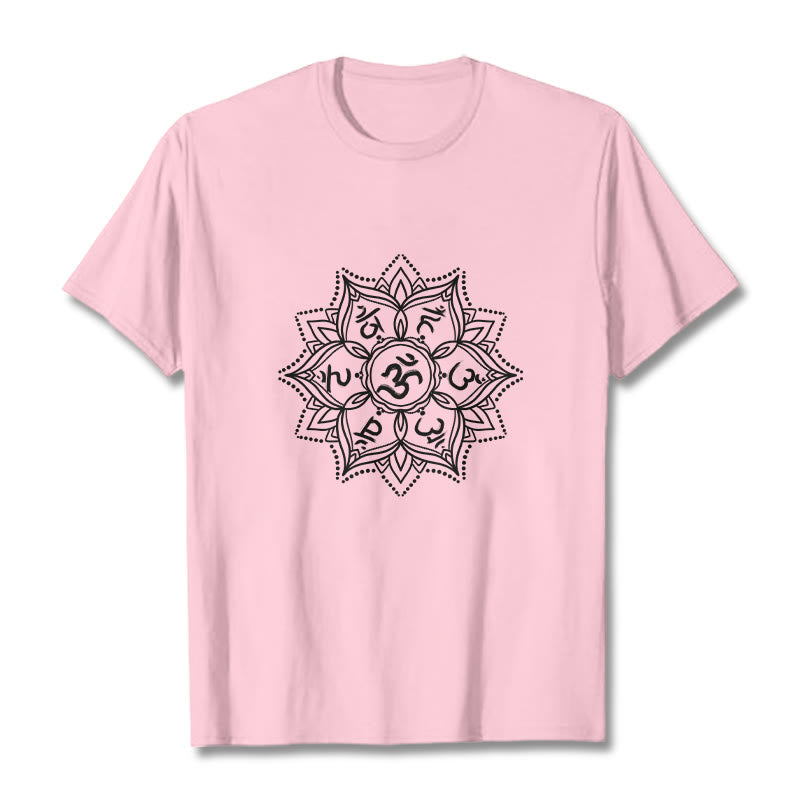 Buddha Stones Mandala Flower Om Mani Padme Hum Sanskrit Mantra Tee T-shirt - LightPink - 2XL - image 13