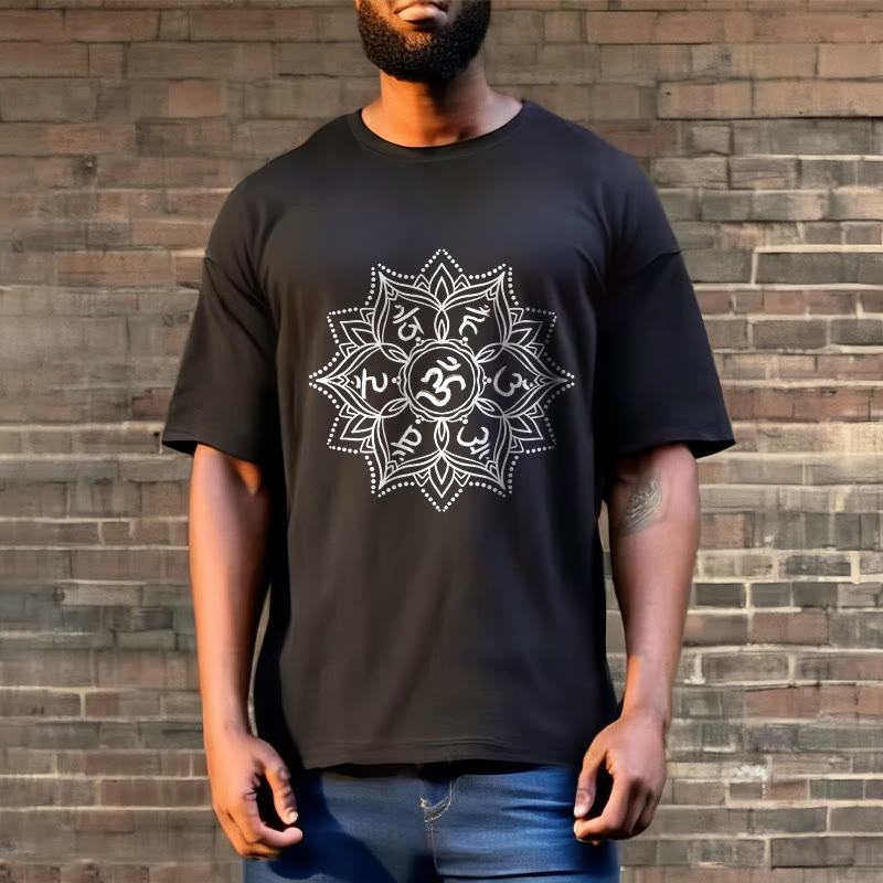 Buddha Stones Mandala Flower Om Mani Padme Hum Sanskrit Mantra Tee T-shirt - image 9