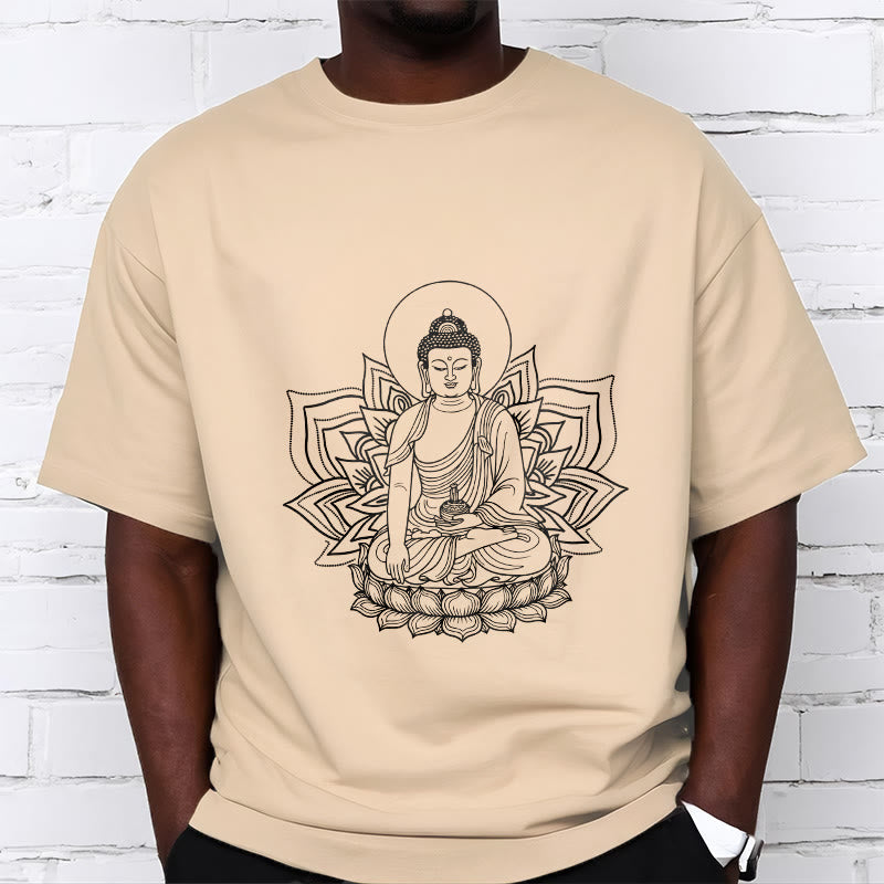 Buddha Stones Medicine Buddha Seated On A Lotus Pedestal Tee T-shirt - image 10