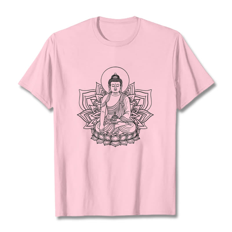 Buddha Stones Medicine Buddha Seated On A Lotus Pedestal Tee T-shirt - LightPink - 2XL - image 13