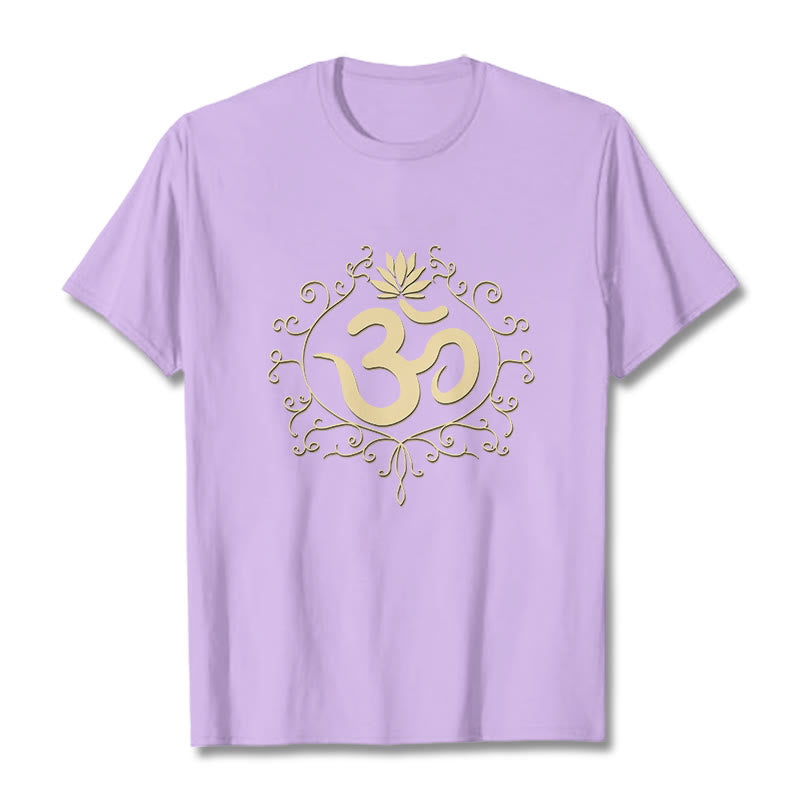 Buddha Stones Om Symbol Vines Lotus Flower Tee T-shirt - Plum - 2XL - image 17