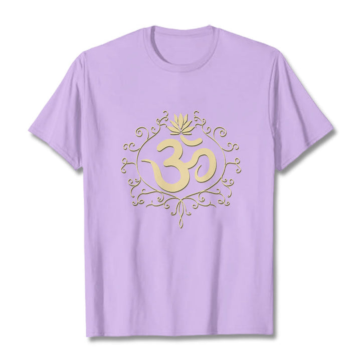 Buddha Stones Om Symbol Vines Lotus Flower Tee T-shirt - Plum - 2XL - image 17