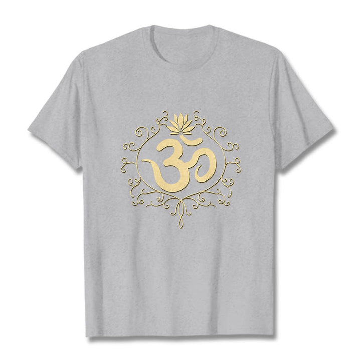 Buddha Stones Om Symbol Vines Lotus Flower Tee T-shirt - LightGrey - 2XL - image 11