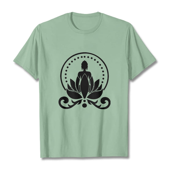Buddha Stones Meditation Buddha Seated On A Lotus Flower Tee T-shirt - PaleGreen - 2XL - image 15