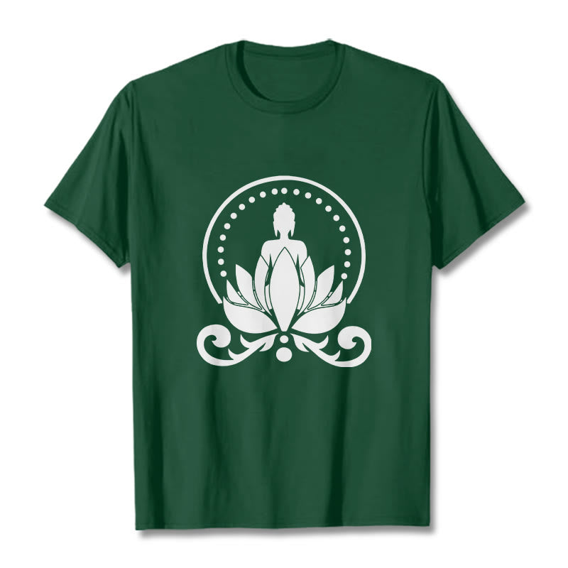 Buddha Stones Meditation Buddha Seated On A Lotus Flower Tee T-shirt - ForestGreen - 2XL - image 1