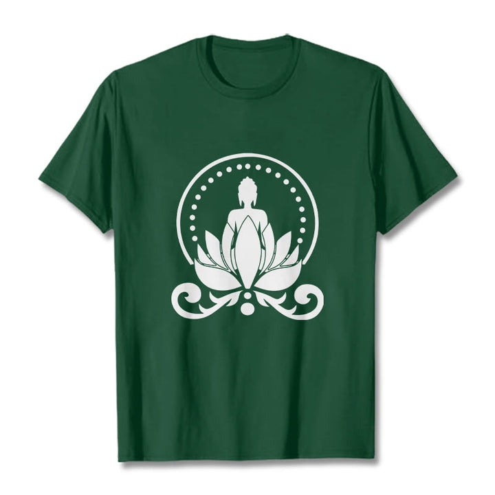 Buddha Stones Meditation Buddha Seated On A Lotus Flower Tee T-shirt - ForestGreen - 2XL - image 1