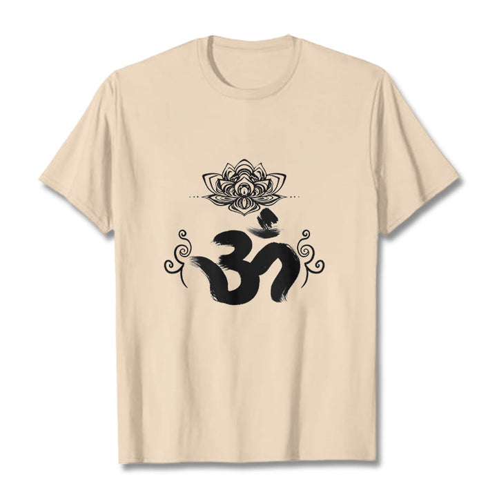 Buddha Stones Om Symbol Sanskrit Floral Tee T-shirt - Bisque - 2XL - image 12