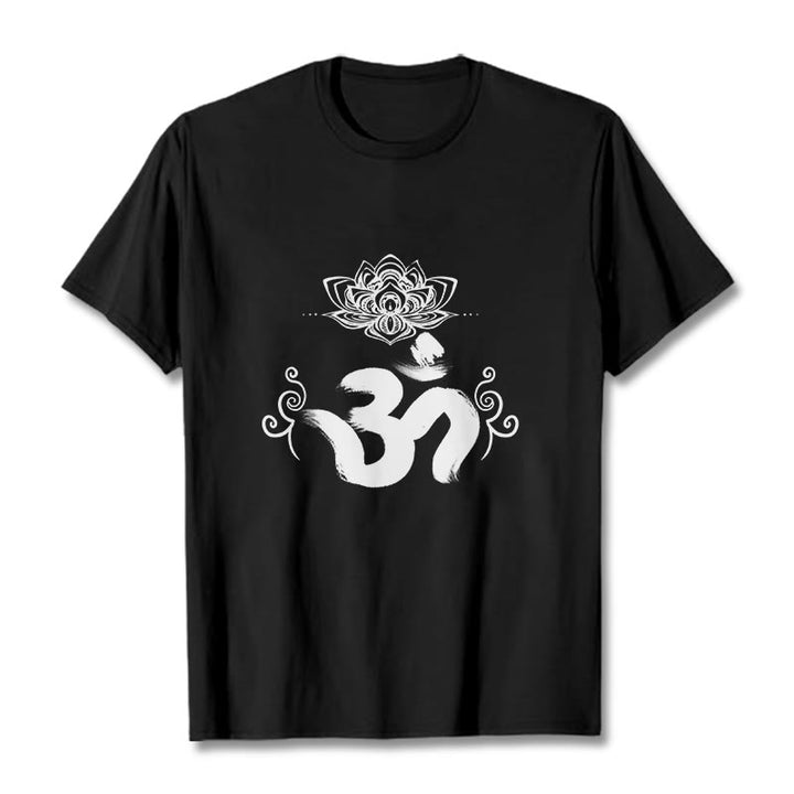 Buddha Stones Om Symbol Sanskrit Floral Tee T-shirt - Black - 2XL - image 7