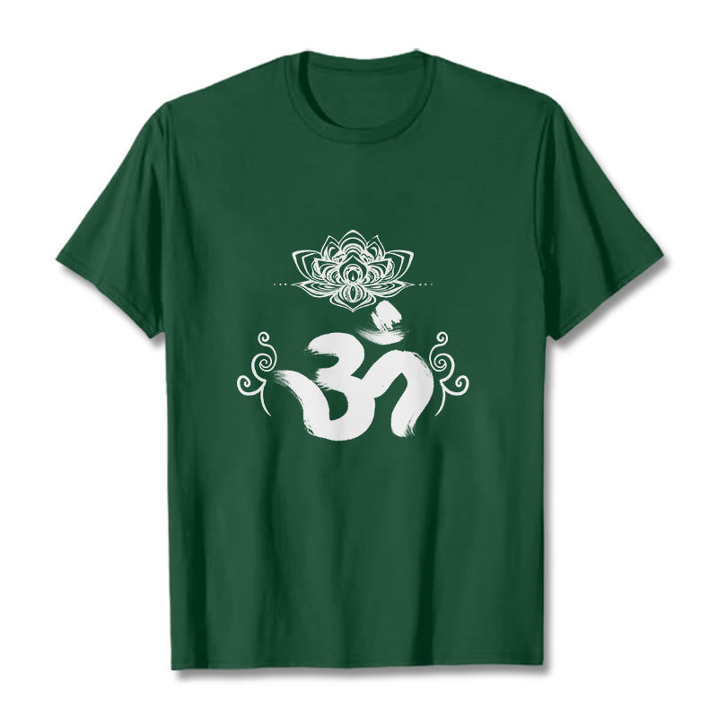 Buddha Stones Om Symbol Sanskrit Floral Tee T-shirt - ForestGreen - 2XL - image 5