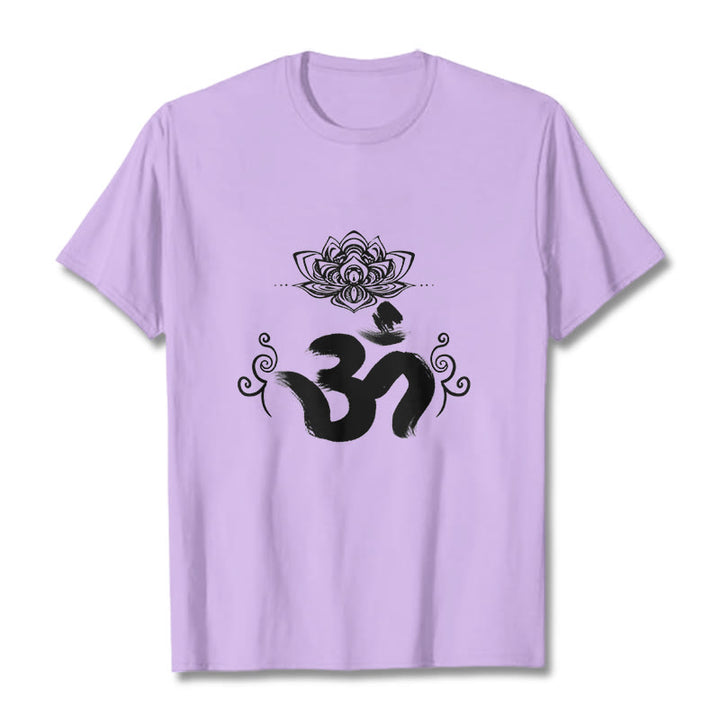 Buddha Stones Om Symbol Sanskrit Floral Tee T-shirt - Plum - 2XL - image 17