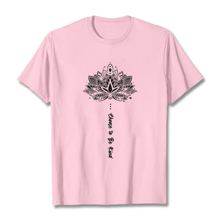 Buddha Stones Choose To Be Kind Geometric Flower Tee T-shirt - LightPink - 2XL - image 13