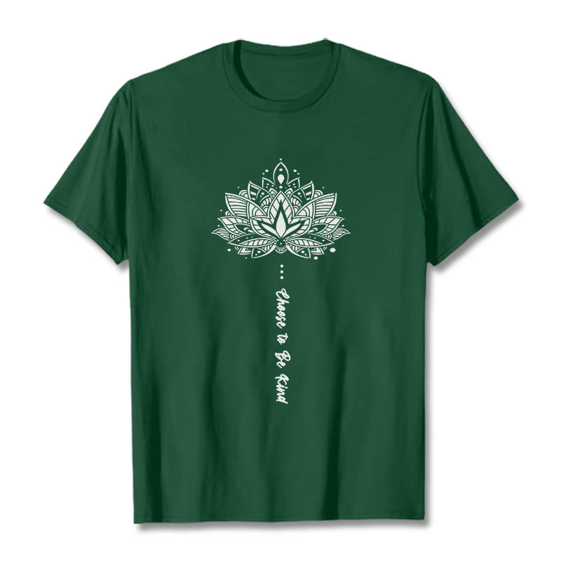 Buddha Stones Choose To Be Kind Geometric Flower Tee T-shirt - ForestGreen - 2XL - image 1