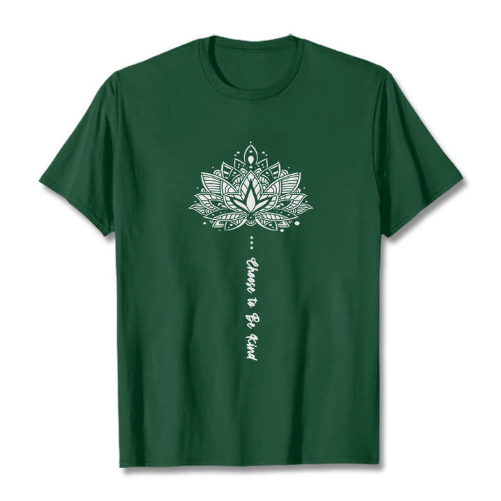 Buddha Stones Choose To Be Kind Geometric Flower Tee T-shirt - ForestGreen - 2XL - image 1