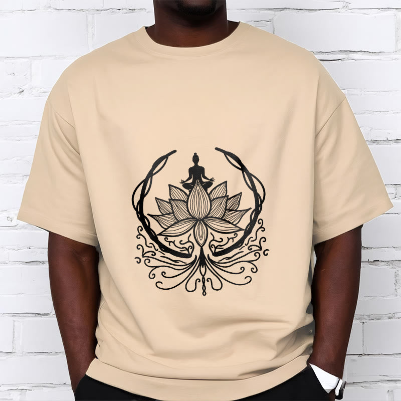 Buddha Stones Meditation Buddha Seated Inside A Lotus Flower Tee T-shirt - image 12