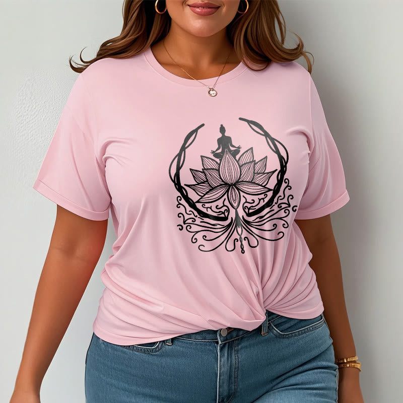 Buddha Stones Meditation Buddha Seated Inside A Lotus Flower Tee T-shirt - image 14