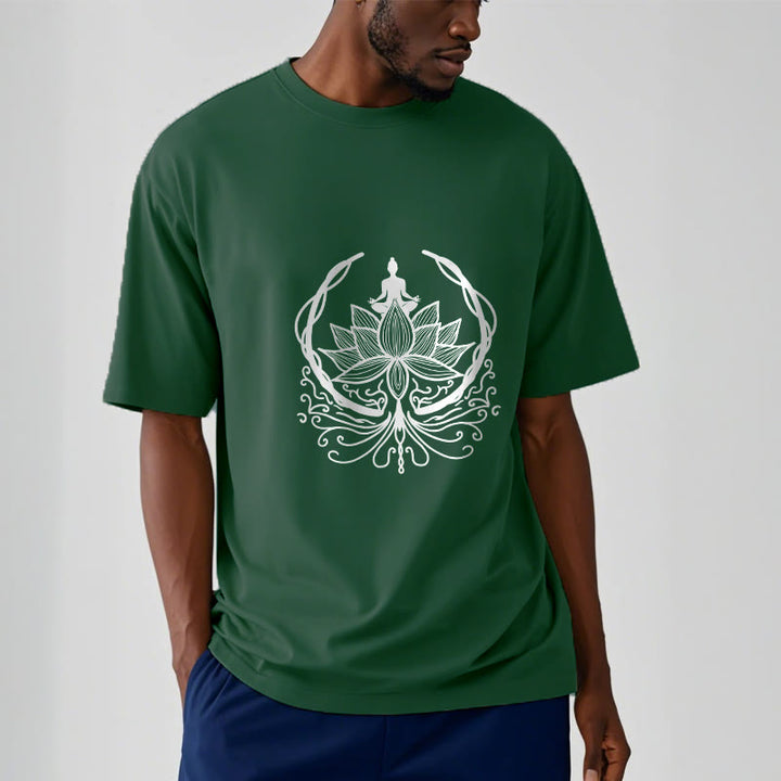 Buddha Stones Meditation Buddha Seated Inside A Lotus Flower Tee T-shirt - image 5