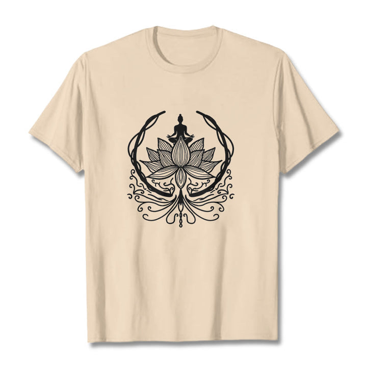 Buddha Stones Meditation Buddha Seated Inside A Lotus Flower Tee T-shirt - Bisque - 2XL - image 11