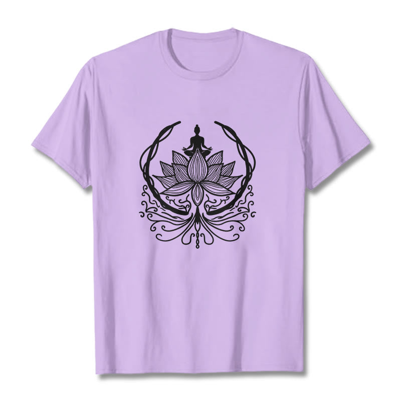 Buddha Stones Meditation Buddha Seated Inside A Lotus Flower Tee T-shirt - Plum - 2XL - image 17
