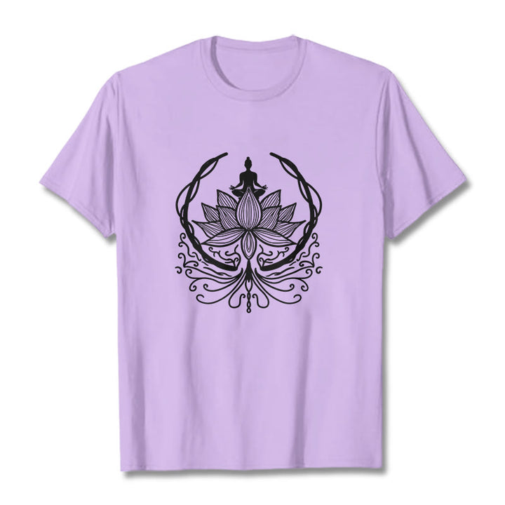 Buddha Stones Meditation Buddha Seated Inside A Lotus Flower Tee T-shirt - Plum - 2XL - image 17
