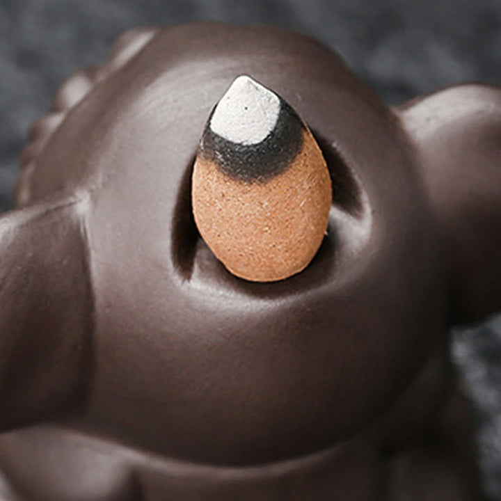 Buddha Stones Cute Elephant Purple Clay Backflow Smoke Fountain Peace Healing Incense Burner Decoration - image 33