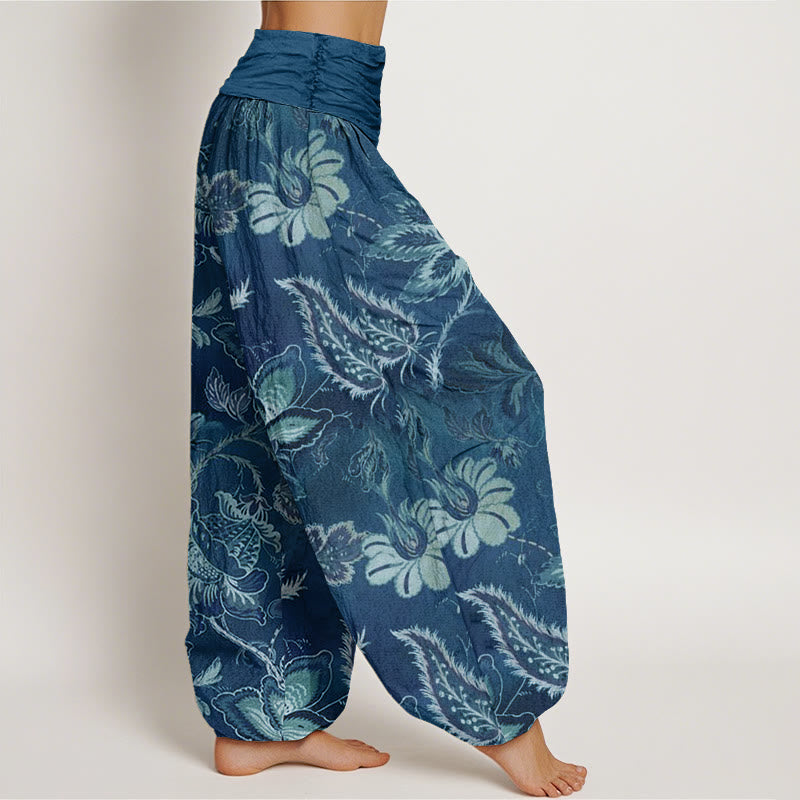 Buddha Stones Casual Floral Leaves Women's Elastic Waist Harem Pants - image 6