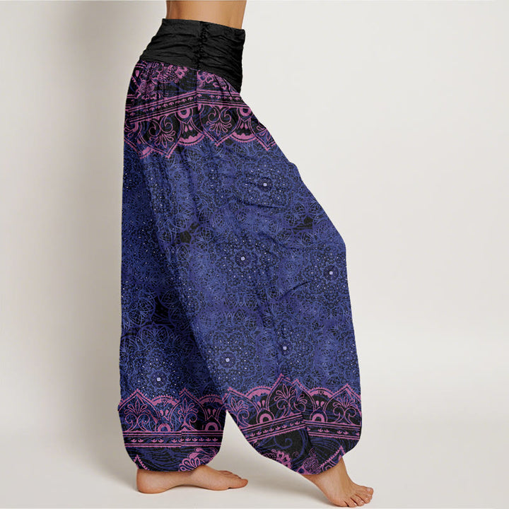 Buddha Stones Cotton Elegant Mandala Flowers Design Women's Elastic Waist Harem Pants - image 5
