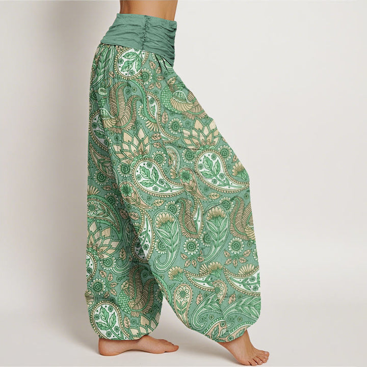 Buddha Stones Cotton Cashew Flower Peacock Sunflower Design Women's Elastic Waist Harem Pants - image 5