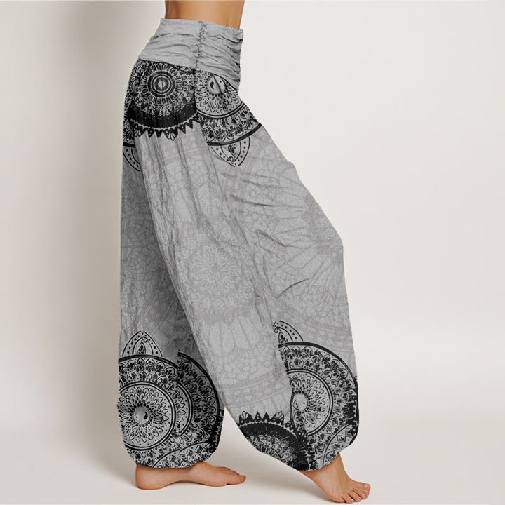 Buddha Stones Circular Mandala Design Women's Elastic Waist Harem Pants - image 10