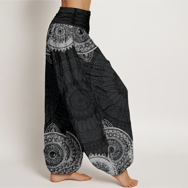 Buddha Stones Circular Mandala Design Women's Elastic Waist Harem Pants - image 3