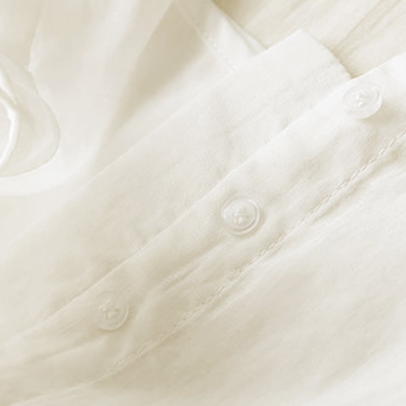 Buddha Stones Embroidery Geometry Nine-Quarter Sleeve Cotton Women's Midi Dress With Pockets - image 3