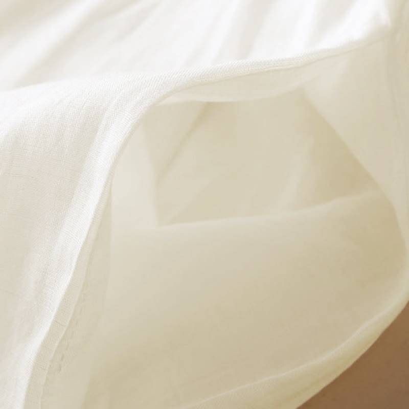 Buddha Stones Embroidery Geometry Nine-Quarter Sleeve Cotton Women's Midi Dress With Pockets - image 5