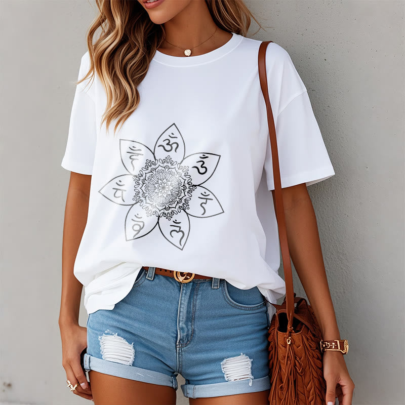 Buddha Stones Mandala Om Mani Padme Hum Pattern Tee T-shirt - image 10