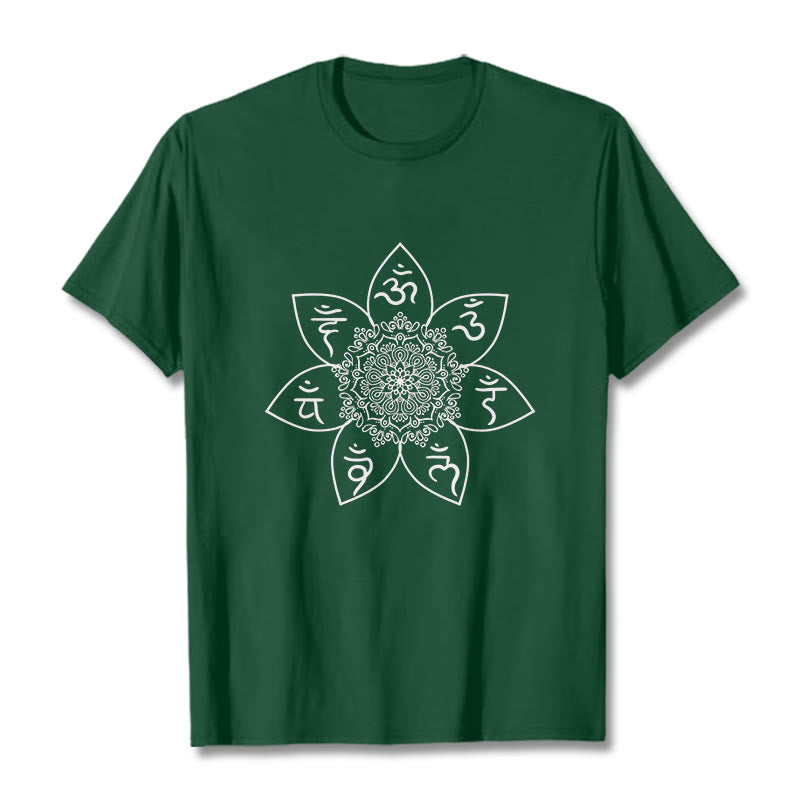 Buddha Stones Mandala Om Mani Padme Hum Pattern Tee T-shirt - ForestGreen - 2XL - image 1