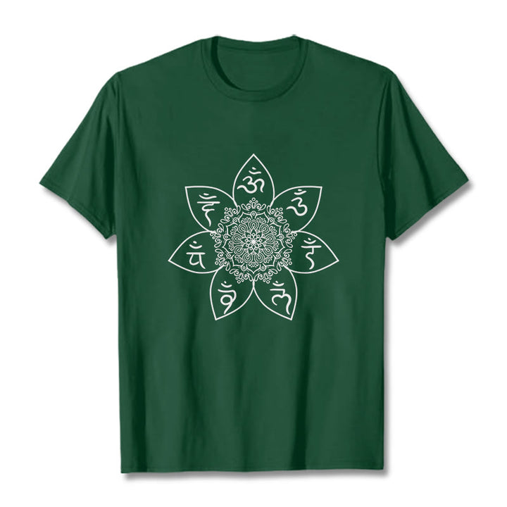 Buddha Stones Mandala Om Mani Padme Hum Pattern Tee T-shirt - ForestGreen - 2XL - image 1