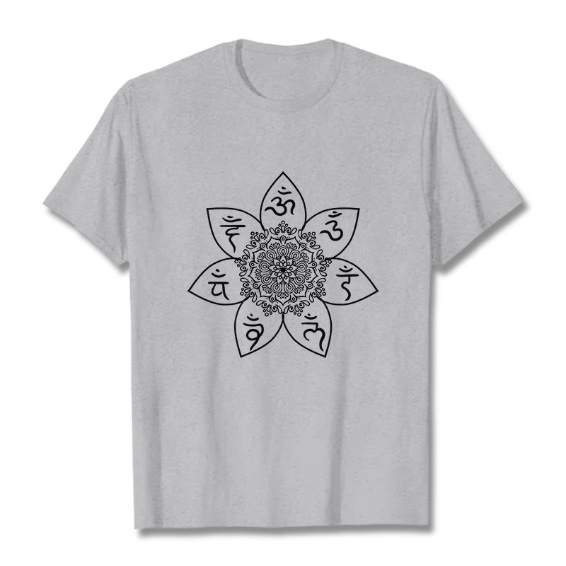 Buddha Stones Mandala Om Mani Padme Hum Pattern Tee T-shirt - LightGrey - 2XL - image 20