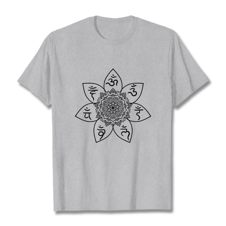 Buddha Stones Mandala Om Mani Padme Hum Pattern Tee T-shirt - LightGrey - 2XL - image 20