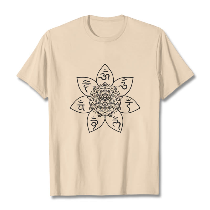 Buddha Stones Mandala Om Mani Padme Hum Pattern Tee T-shirt - Bisque - 2XL - image 11