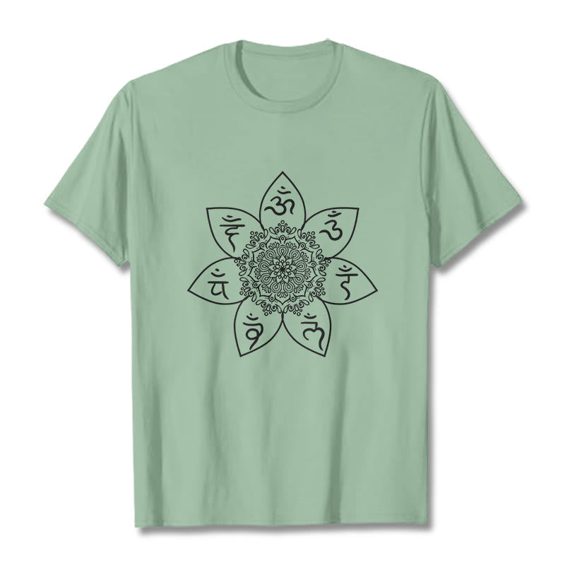 Buddha Stones Mandala Om Mani Padme Hum Pattern Tee T-shirt - PaleGreen - 2XL - image 15