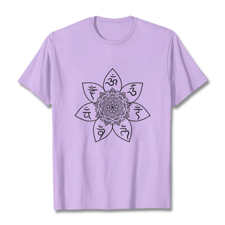 Buddha Stones Mandala Om Mani Padme Hum Pattern Tee T-shirt - Plum - 2XL - image 17