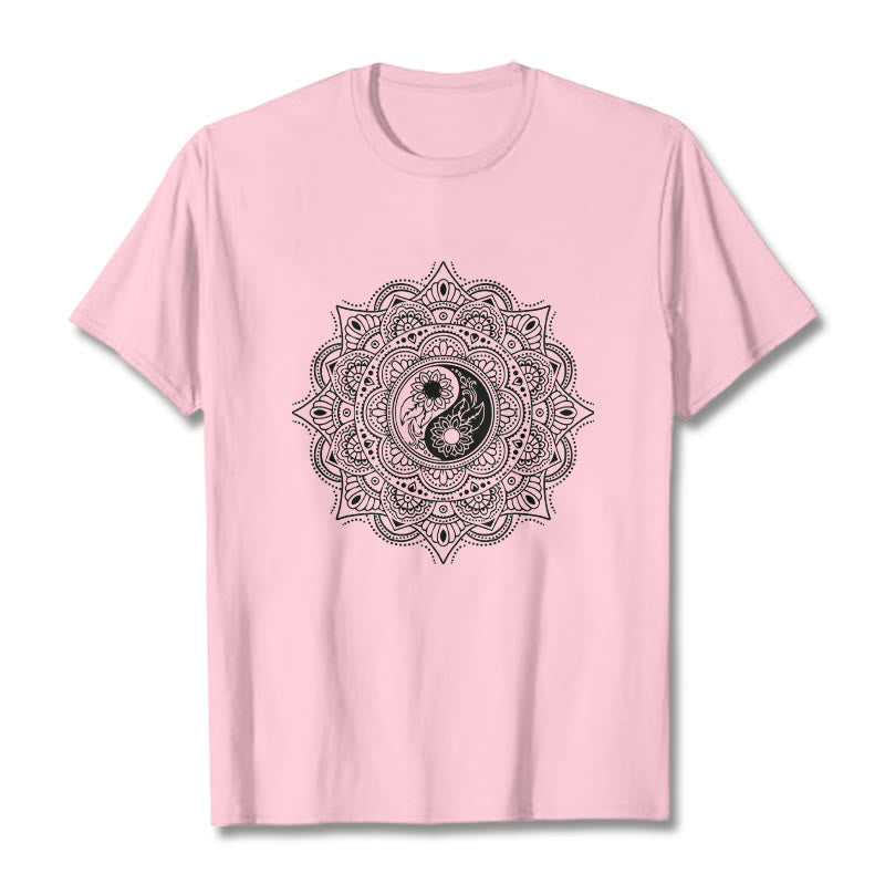 Buddha Stones Mandala YinYang Symbol Pattern Tee T-shirt - LightPink - 2XL - image 13