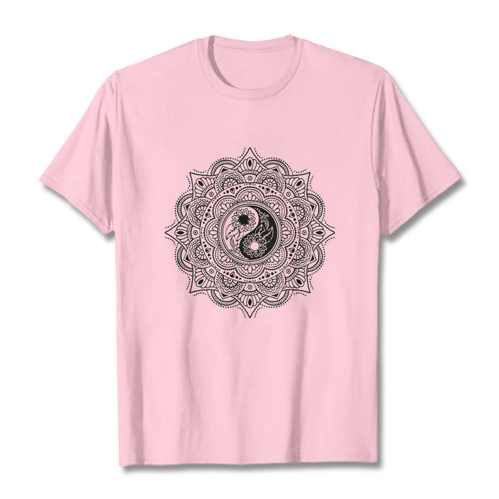 Buddha Stones Mandala YinYang Symbol Pattern Tee T-shirt - LightPink - 2XL - image 13