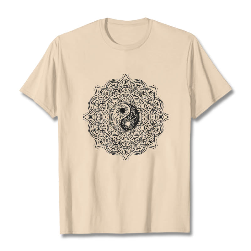 Buddha Stones Mandala YinYang Symbol Pattern Tee T-shirt - Bisque - 2XL - image 11