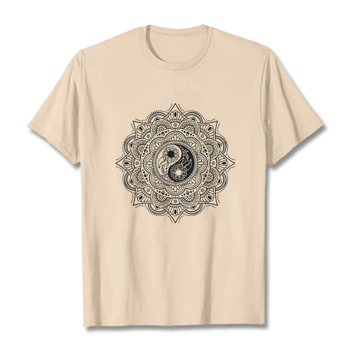 Buddha Stones Mandala YinYang Symbol Pattern Tee T-shirt - Bisque - 2XL - image 11