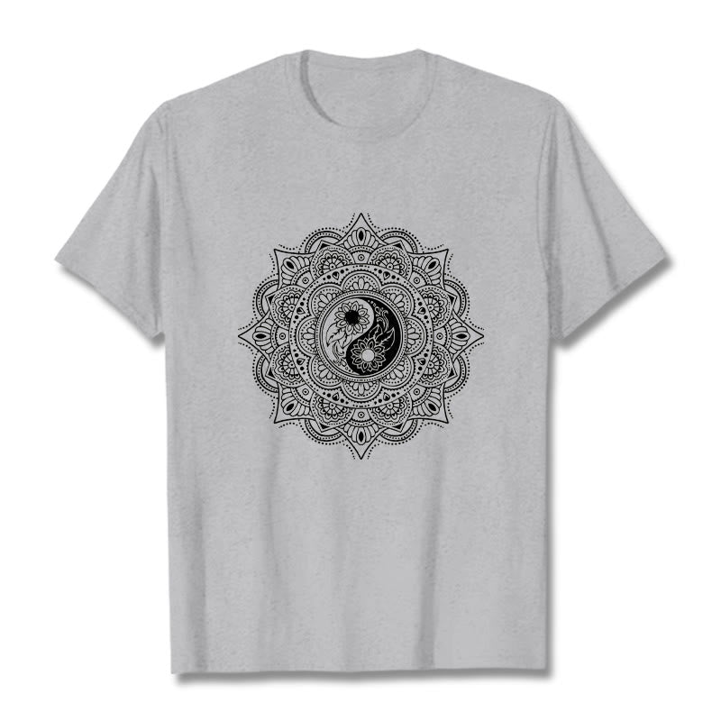 Buddha Stones Mandala YinYang Symbol Pattern Tee T-shirt - LightGrey - 2XL - image 20