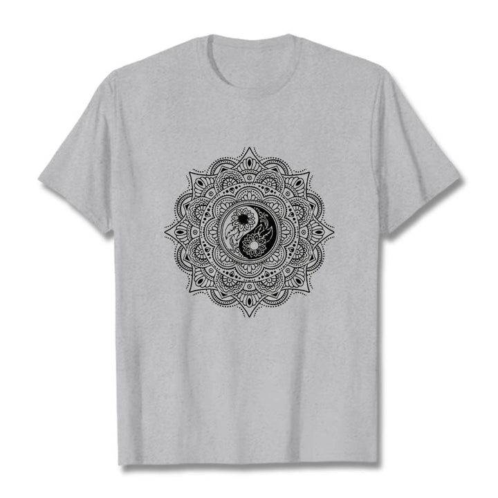 Buddha Stones Mandala YinYang Symbol Pattern Tee T-shirt - LightGrey - 2XL - image 20