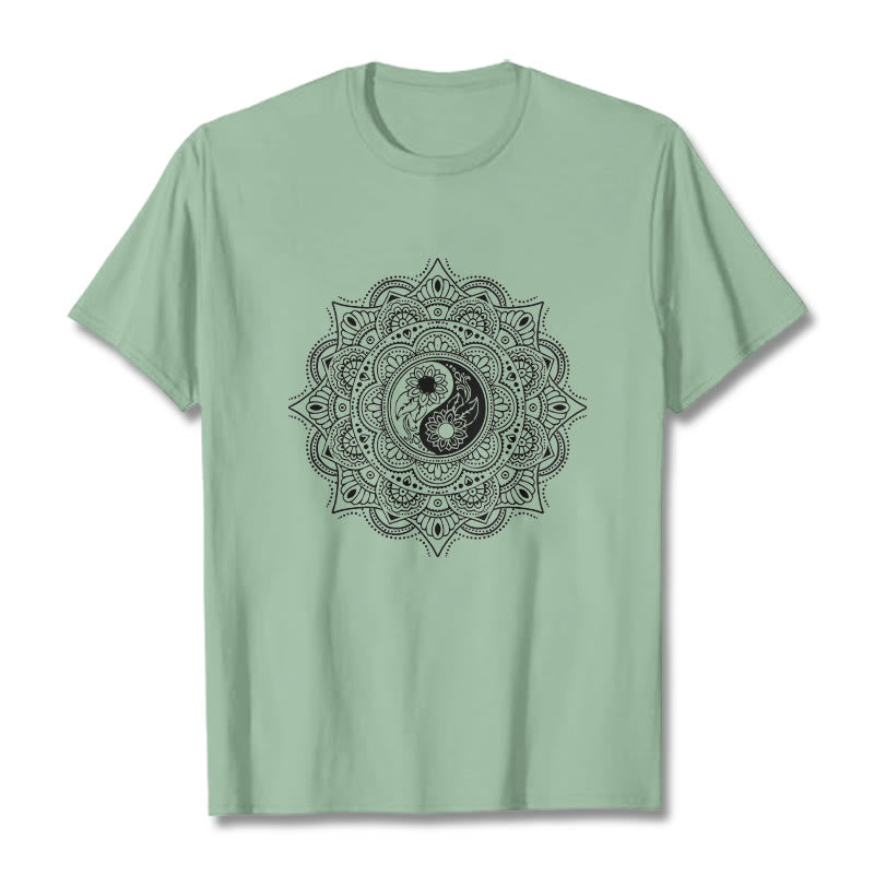 Buddha Stones Mandala YinYang Symbol Pattern Tee T-shirt - PaleGreen - 2XL - image 15
